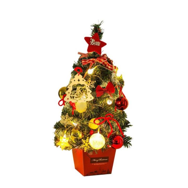 Mini Weihnachtsbaum 50CM Kleiner Weihnachtsbaum mit Beleuchtung, Weihnachten Deko Christbaum mit LED Lichterkette und Weihnachtskugel, Künstliche Weihnachtsbäume Geschmückt für