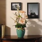 Kunstblumen Künstliche Blumen für den Innenbereich, künstliche Orchidee, Camelchang Verkündigung, Pflaume, Teeblumen-Set, Seidenblume mit Keramikvase für jeden Anlass