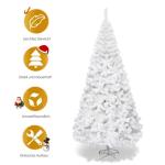 Kunstkerstboom, 240 cm, dennenboom met metalen standaard, pvc-naalden, kunstboom, ideaal voor thuis, kantoor, winkels en hotels, wit