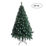 Fuß großer, mit weißem Schnee bestäubter Weihnachtsbaum, künstlicher Weihnachtsbaum mit Scharnier, 650 Zweigen und Schneespitze und faltbarem Metallständer, weißer künstlic