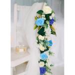 Kunstbloemen, rozen, 25 stuks, kunstrozen met steel, voor doe-het-zelf bruiloft, boeketten, feesttafels, woondecoraties, bruid, woondecoratie, gemengd blauw