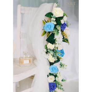 Kunstbloemen, rozen, 50 stuks, echt touch, rozen met stelen voor doe-het-zelf bruiloftsboeketten, bruidsdouche, tafelopzetstukken, bloemstukken, feesttafels, woondecoraties, kleurv