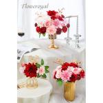 Künstliche Blumen Combo Rote Blumen Mix Seidenblumen Dahlie Rosen mit Stielen für DIY Hochzeit Brautsträuße Babyparty Blumenarrangement Tischaufsätze Heimdekorationen