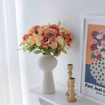 Künstliche Blumen,Kunstblumen wie echt Blumen Deko Künstlich Pfingstrose Seide Hortensien Dekoration Blumenarrangements Hochzeit Blumenstrauß(Cremeorange)