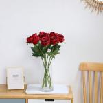 Kunstmatige Zijde Roos Bloem Enkele Stam Levensechte Nep Roos voor Bruiloft Boeket Bloemenarrangementen Huis Feest Bloemstuk Decoratie, 10 stuks (Gradiënt Donkerrood)
