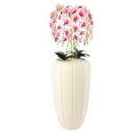 Kunstorchidee, cascade, bloemenboeket, crèmerosa in pot, crème, 125 cm hoog, rubberen bloemen, 5 scheuten, decoratie voor thuiskantoor
