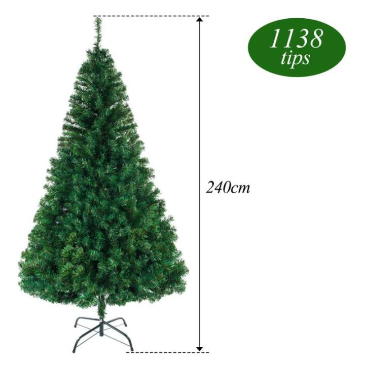 2,44 m künstlicher Weihnachtsbaum, unbeleuchtet, künstlicher Weihnachtsbaum mit Scharnier, 1138 Zweigspitzen und faltbarem Metallständer, Weihnachtsweihnachtsbaum für Zuhause, 