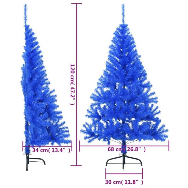 Kunstkerstboom met standaard, hoge kunstkerstboom, 120 cm hoog, kerstdecoratie van pvc en staal, blauw