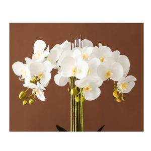 Kunstblumen Phalaenopsis-Blumenarrangement, künstliche Pflanzen und vergoldetes Keramikvasen-Set, simulierte Blumen-Tischdekoration für jeden Anlass