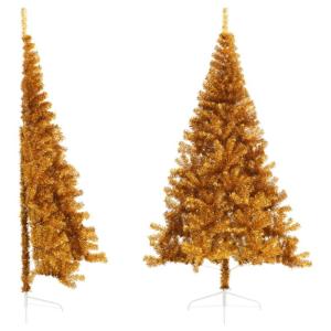 Kunstkerstboom met standaard, 210 cm hoog, kerstdecoratie, kunstboom, hoge kunstmatige dennenboom, PET en staal, goud