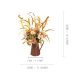 16,6 Zoll Künstlicher Blumentopf, Seidenblumen, Künstliche Blumen mit Metalltopf, Künstliche Rosensträuße mit Vase für Heimbüro-Desktop-Dekoration (Orange) (A)