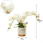 Künstliche Blume, Phalaenopsis-Bonsai-Dekoration, künstliche Orchidee, lebensechte künstliche Blume, in Weißgold-Topf mit Rand (weiß)
