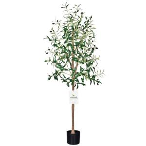 150cm künstliche Olivenbaum, nur für den Innenbereich mit lebendigem Stamm, verstellbarem Zweig und prallen Oliven, deko für Büro, Laden, Wohnung und Party