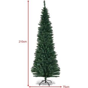 Weihnachtsbaum künstlicher Baum, Grüner Bleistift Schlanker Weihnachtsbaum(7FT/2.1M)