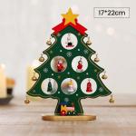 Houten mini-kerstboom-set, mini houten kerstboom met hanger, houten dennenboom, kleine kerstboom, kerstboom van hout, doe-het-zelf kerstboom voor Kerstmis (groen, S)