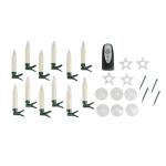31852 Kerstboomkaarsen, set met 12 draadloze led-kerstboomkaarsen om vast te klemmen, 6 zuignappen, 6 houders in stervorm en 4 punten, werkt op batterijen, met afstandsbediening