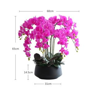 Kunstblumen Große künstliche Orchideen im Topf – echte künstliche Blumen, künstliche Phalaenopsis-Blumen mit Topf, 10 Zweige, Lila für jeden Anlass