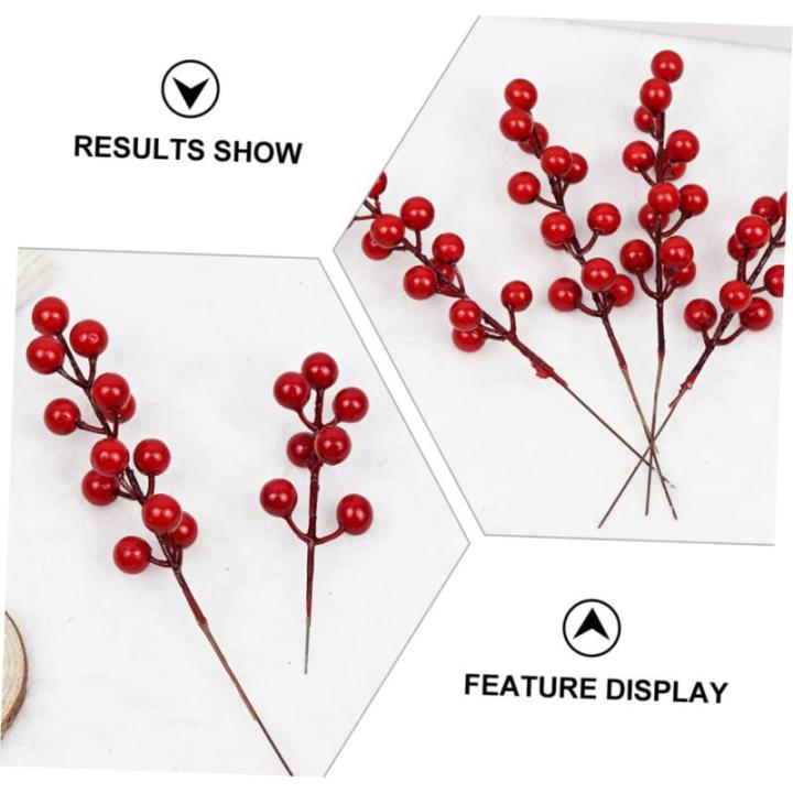 60 STK Simulation Rote Fruchtgabel Tannenzapfen-beerenpflücker Künstliche Stechpalmenbeeren Rote Beerenpflücker Weihnachtsstechpalmenbeerzweige Zweig Der Stechpalme Schaum