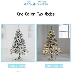 Leichter künstlicher Weihnachtsbaum, beflockter Schnee mit Ornamenten, Metallbeinen, Glasfaser-Baum, klassisch für Dekorationen im Innenbereich, 9,8 Fuß, modisch，A-60CM(24inch