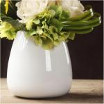 Kunstblumen Lebendige orangefarbene künstliche Blumen – PU-Kunstblumen, Keramiktopf, schickes Herzstück für Wohnzimmer, Hochzeiten, Innendekoration für jeden Anlass