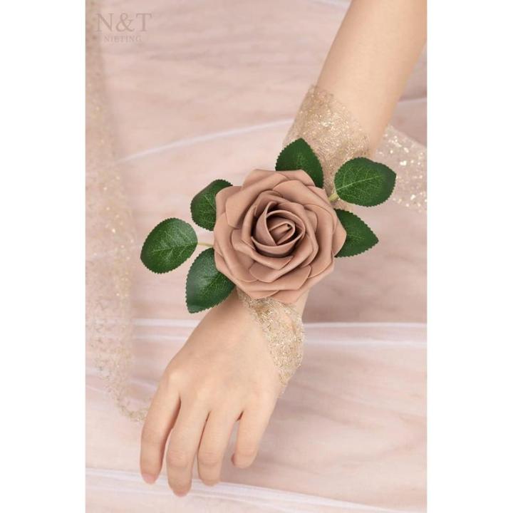 Kunstbloemen, 50 stuks, kunstbloemen, perfect voor doe-het-zelf bruiloft, boeketten, middenstukken, verjaardagsfeest, thuis, bloemstuk, decoraties, lichtbruin