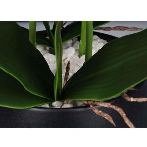 Kunstblumen Künstliches Blumenset, Orchideenpflanze für Hochzeit, Restaurant, Büro, Dekoration, weiße Seidenblume mit schwarzem Topf für jeden Anlass