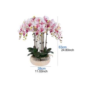 Kunstblumen Künstliches Blumenset, Phalaenopsis mit Pflanzgefäß, Kunstblume für Wohnzimmer, Simulationsblume, Heim-, Tisch- und Bürodekoration für jeden Anlass