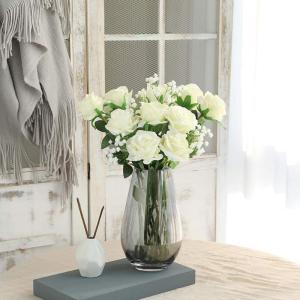 10 stuks zijden kunstrozen, bruidsboeket, bloemen voor tuin, verjaardagsfeest, thuis, bruiloftsdecoratie, witte rozen