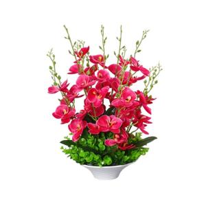 Kunstblumen Künstliche Blumen, künstliche Orchideen-Dekoration – Seidenstoff-Orchideen-Topf-Arrangement mit echtem Touch, Bonsai für Zuhause/Büro für jeden Anlass