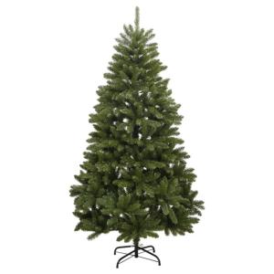 Kunstkerstboom, dennenboom, kerstboom met metalen standaard, kerstdecoratie kunstboom, 300 leds en ballen, 210 cm