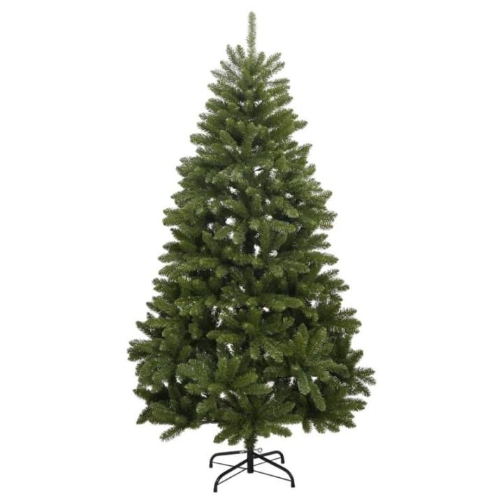 Kunstkerstboom, dennenboom, kerstboom met metalen standaard, kerstdecoratie kunstboom, 300 leds en ballen, 210 cm