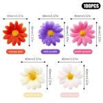 100 stuks 4 cm kunstmadeliefjes, bloemkoppen, mini-madeliefjes, , meerkleurig, madeliefjes, mini-bloemen voor bruiloften en feestdecoraties