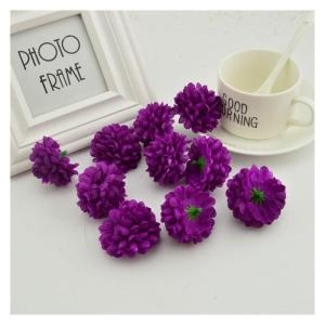mooie kunstmatige krans bloem panelen 200 stuks goedkope 5 cm zijden chrysant hoofden home bruiloft decoratie muur krans voor de tuin maken deur nep (kleur: donker paars)