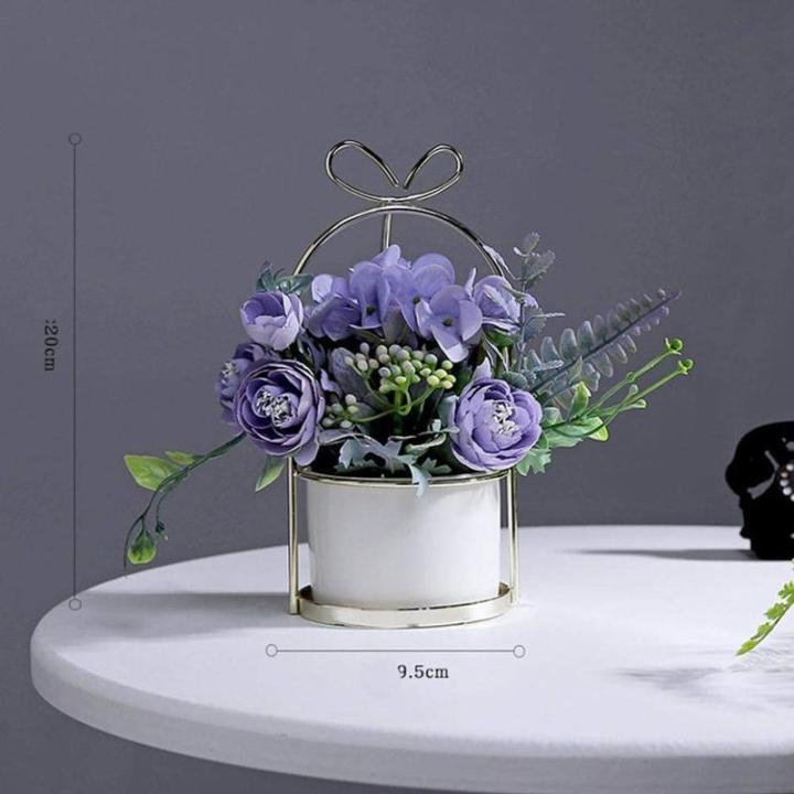 Kunstblumen Künstliche Blumen mit Keramikvase, künstliche Blumenarrangements, Tischdekoration, Blumenaufsätze, Pflanzenstrauß für das Wohnzimmer für jeden Anlass