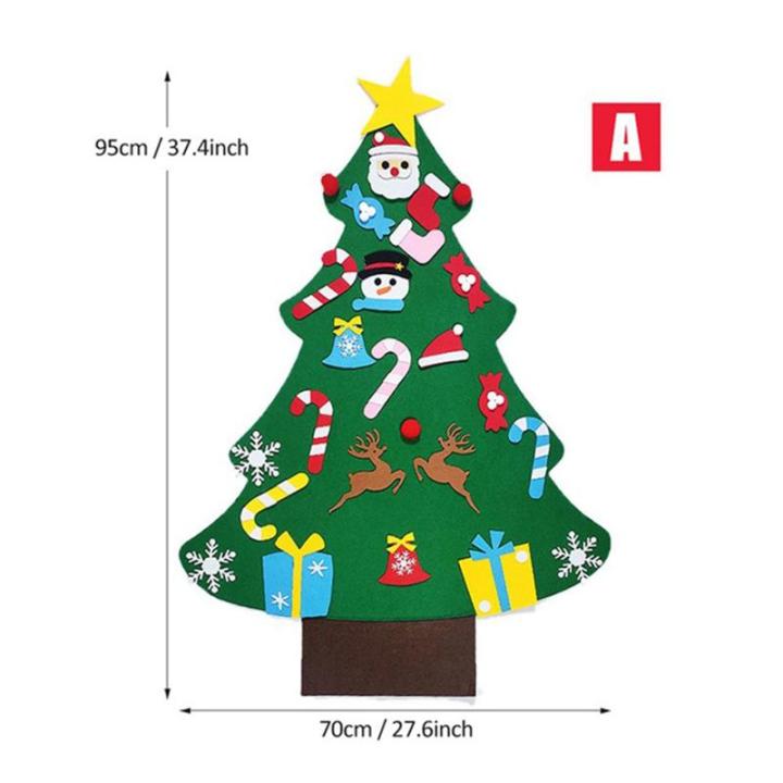Filz Weihnachtsbaum Set DIY Filz Weihnachtsbaum Set Falt Filz Weihnachtsbaum Dekoration DIY Filz Deko Weihnachtsbaum Für Kinder mit Abnehmbaren Hängenden Ornamenten für Home/Tü