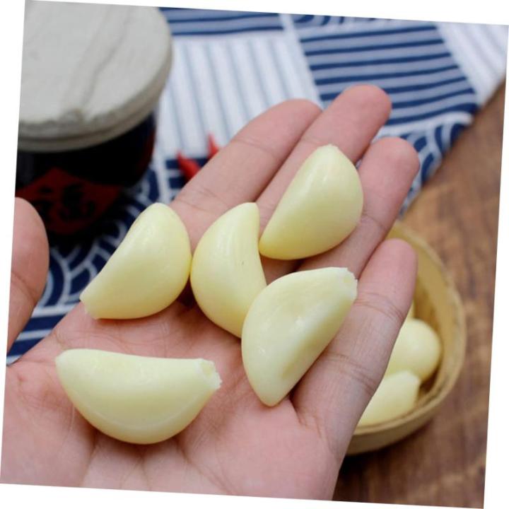 5 Sätze Simulierter Knoblauch Simulierte Knoblauchzehen Geschälter Knoblauch Grüner Knoblauch Simulation Knoblauchflocken-dekor Künstliches Gemüse Knoblauch-Modell PVC 12 Stü