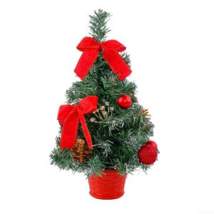 Mini-Weihnachtsbaum-Topf-Dekoration, die perfekte festliche Dekoration für jeden Raum, Mini-Weihnachtsbaum mit LED-Lichtern, für Zuhause, Tisch und Wohnzimmer (rot)