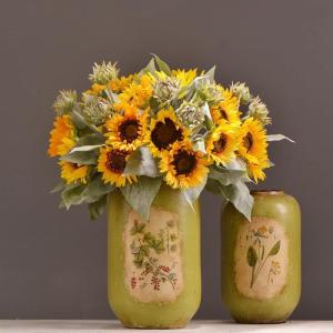 Köpfe Künstliche Sonnenblumen Bouquet Gefälschte Blume mit Stielen für Hochzeit Party