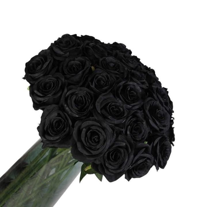 12 stuks Kunstmatige Rozen, 53cm Kunstrozen Enkele Lange Steel , Realistische voor Bruiloftsboeket, Thuis Tuin Woonkamer Hotel Kantoor Decoratie (Zwarte)