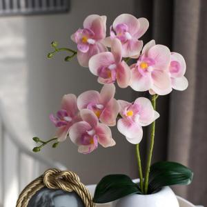 Kunstorchideeën, 2 bundels kunstbloemen, set, kunstbloemen, kunst, orchideebloemen met bladeren voor tafeldecoratie, wooncultuur, kantoor, bruiloftsfeest, decoratie (lichtroze)