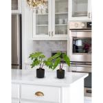 2 stuks tropische , klein, kunstplant in pot, zwart, decoratieve planten in pot, als echt, tropische geldplant, plastic planten voor woonkamer, kantoor, decoratie