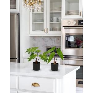 2 stuks tropische , klein, kunstplant in pot, zwart, decoratieve planten in pot, als echt, tropische geldplant, plastic planten voor woonkamer, kantoor, decoratie