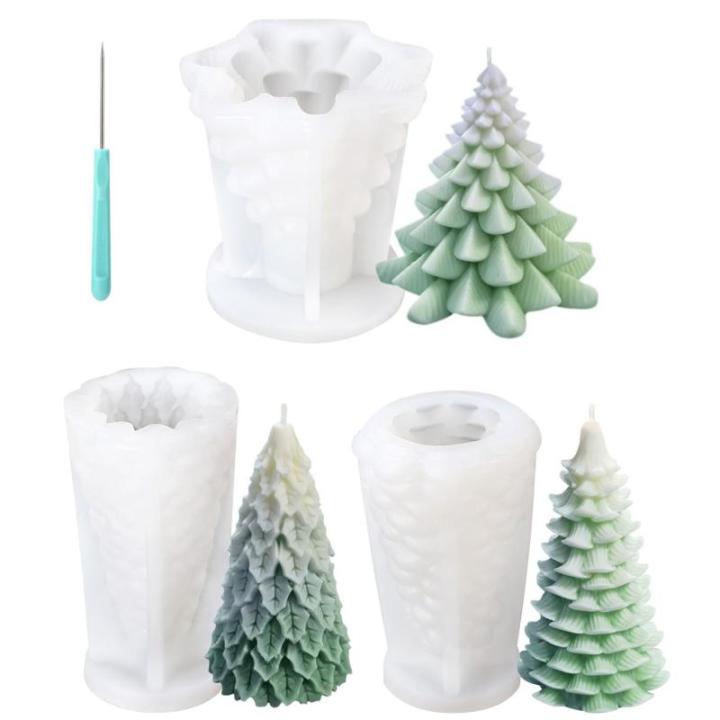 3 stuks kerstkaars mal siliconen, kerstboom kaars mal, DIY siliconen mal, kaars siliconen voor DIY geurkaars, kaars voor het gieten van kerstboom, kaars voor kerstdecoratie