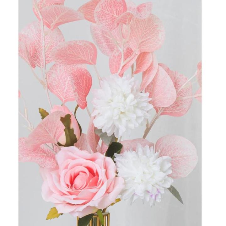 Kunstblumen Künstliche Blumen-Pflanzen-Set, künstliche Seidenblumen mit Leichter Luxus-Vase aus Schmiedeeisen, für den Hochzeitshausgarten für jeden Anlass