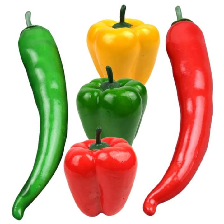 5 Sätze Simulationsmodell Paprika Falscher Chili Schäumt Chili Auf Food-Modell-Requisite Realistische Paprika Gefälschte Chilischoten Gemüse Falsches Chili Poly-Drache 5 Stück