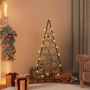 Metalen kerstboom voor decoraties, dennenboom van metaal, kerstboom met standaard, ruimtebesparende doe-het-zelf decoratie, zwarte dennenboom, 125 cm