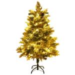 Künstlicher Weihnachtsbaum mit LED Beleuchtung Weihnachtsbaum mit Schnee mit Tannenzapfen Grün und Weiß PVC 120 x 65 cm