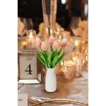 Kunstbloemen, kunsttulpen, net als echte echte tulpen, hoogte 30 cm, met vaas van keramiek, decoratieve kunstplant (lichtroze)