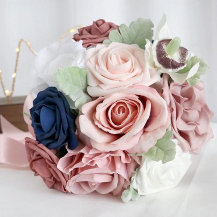 Künstlicher Blumenstrauß mit Pfingstrose und Rose für Hochzeiten, dekorative Blumenornamente, Handheld für Brautstrauß, Hochzeitsfeier