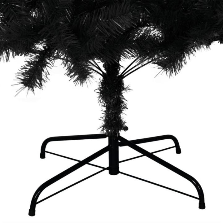 Kunstkerstboom met standaard, 180 cm hoog, kerstdecoratie, hoge kunstdennenboom, pvc en staal, zwart